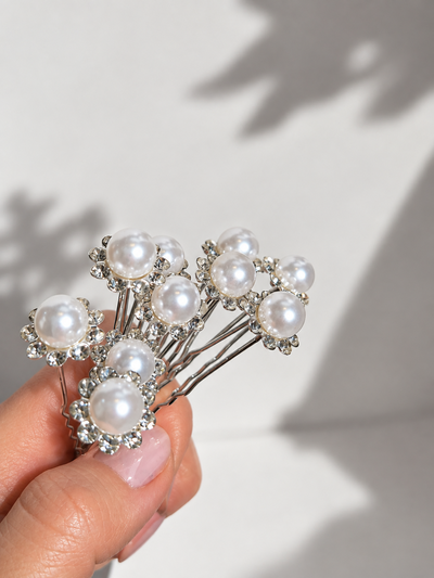 HORQUILLAS CON PERLA GANDE Y STRASS X 20 X TUBO