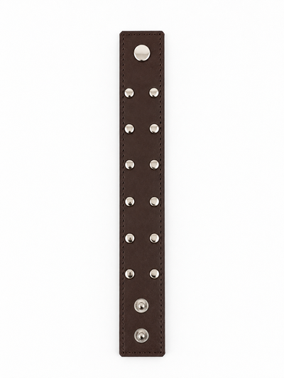 PULSERA ANCHA ECOCUERO CHOCO CON TACHAS X UNIDAD