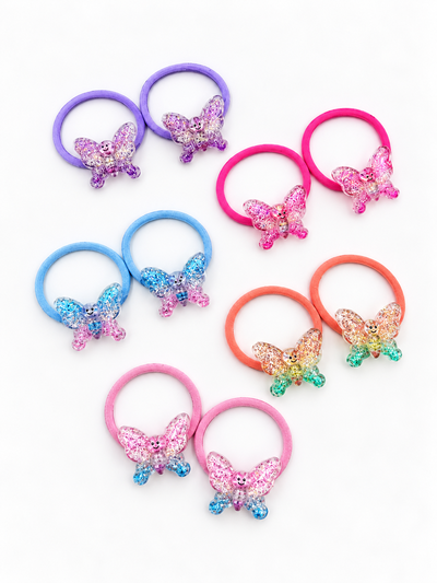 10 PARES DE COLITAS CON MARIPOSAS BRILLOSAS X TIRA