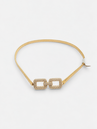 CINTO ELASTICO CON APLIQUE DORADO CON STRASS X UNIDAD