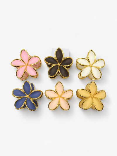 12 BROCHES DE FLOR BORDES DORADOS X DOCENA