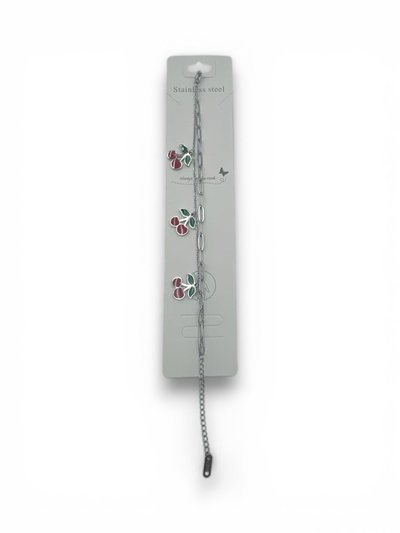 PULSERA DOBLE DE ACERO CON CEREZAS X UNIDAD