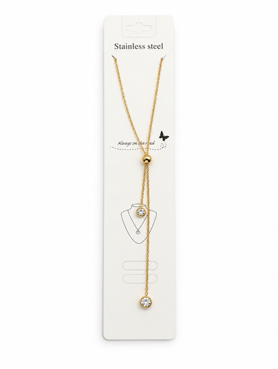 COLLAR ACERO DORADO CON STRASS REGULABLE X UNIDAD