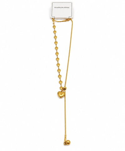 COLLAR ACERO DORADO CORAZONES REGULABLE LARGO X UNIDAD