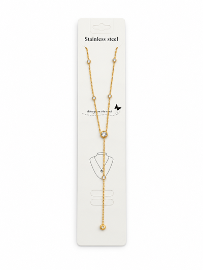 COLLAR ACERO DORADO CON STRASS X UNIDAD