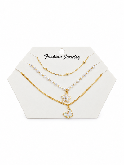 3 COLLARES DORADOS X SET