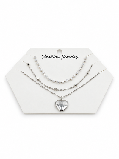 3 COLLARES PLATEADOS X SET