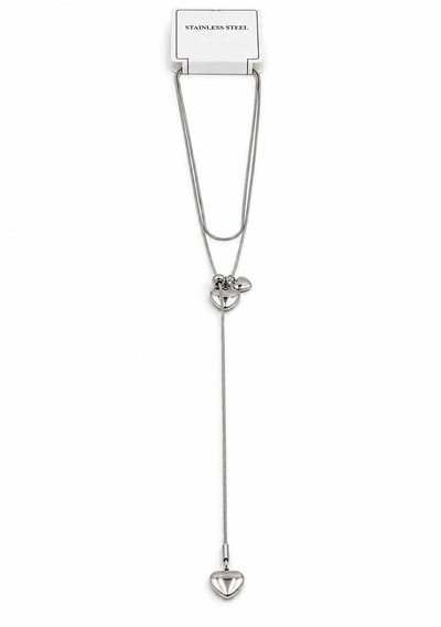 COLLAR ACERO CORAZONES REGULABLE LARGO X UNIDAD