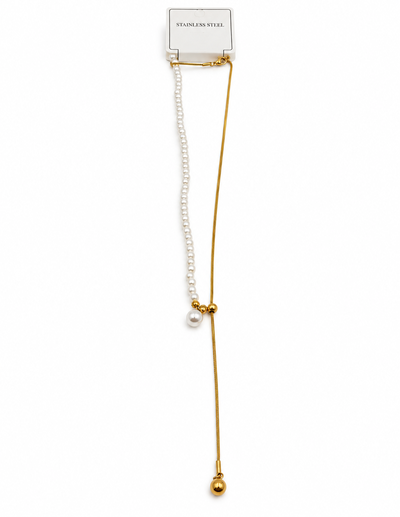 COLLAR ACERO DORADO PERLADO REGULABLE LARGO X UNIDAD