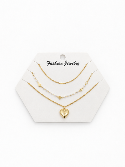 3 COLLARES DORADOS X SET