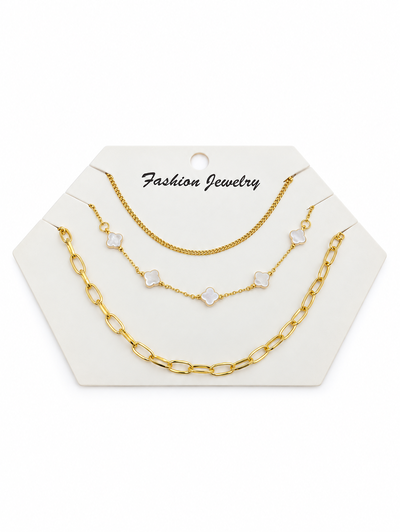 3 COLLARES DORADOS X SET