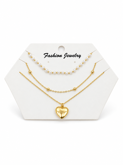 3 COLLARES DORADOS X SET