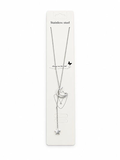 COLLAR ACERO LUNA Y ESTRELLA REGULABLE X UNIDAD
