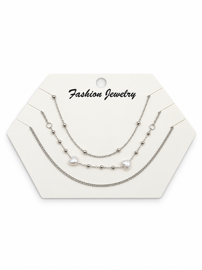 3 COLLARES PLATEADOS X SET