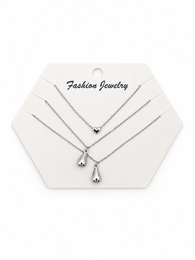 3 COLLARES PLATEADOS X SET