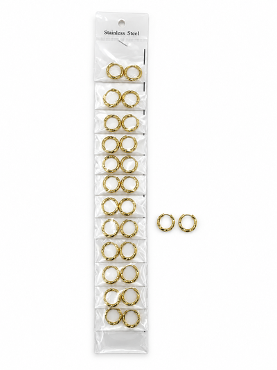 AROS DE ACERO ARGOLLA DORADO 10MM X 12 PARES