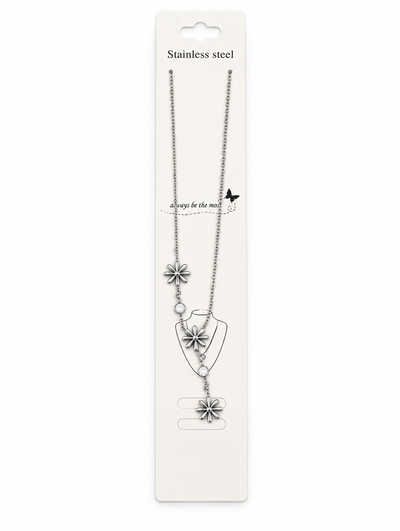COLLAR ACERO FLORES Y STRASS X UNIDAD