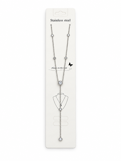 COLLAR ACERO CON STRASS X UNIDAD