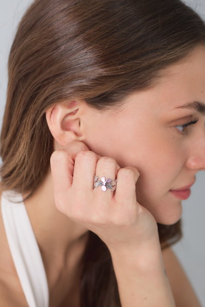 ANILLO ACERO REGULABLE FLORES X UNIDAD