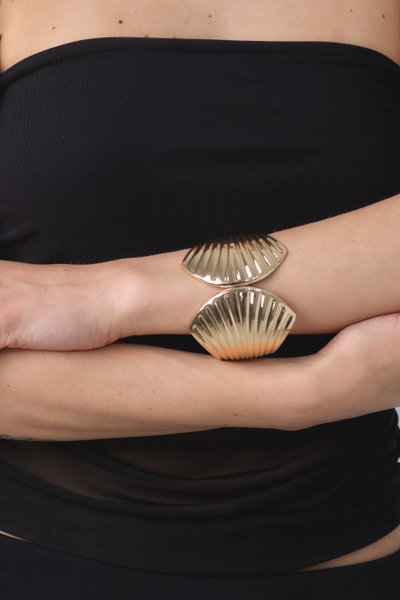 PULSERA LÍNEA PREMIUM SHELL ANCHA DORADA X UNIDAD