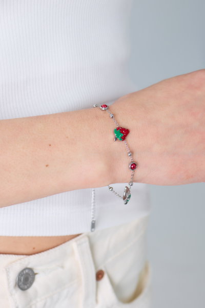 PULSERA ACERO CON FRUTILLAS X UNIDAD