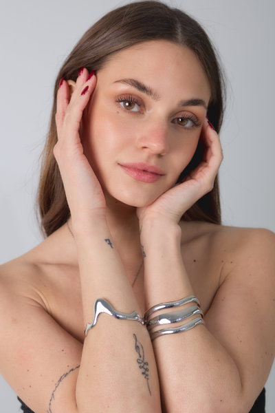 PULSERA DE METAL PLATEADO X UNIDAD