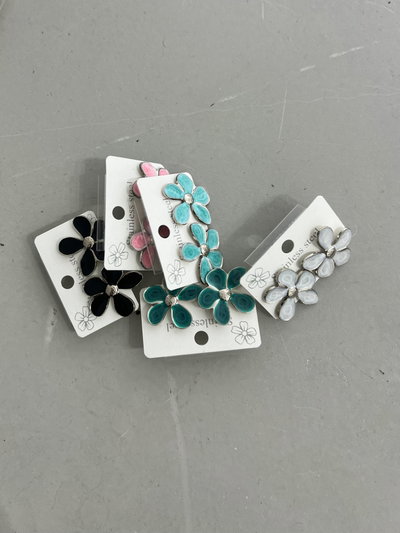 AROS DE ACERO FLOR NEGRA X PAR