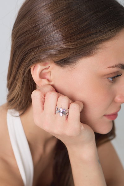 ANILLO ACERO REGULABLE FLORES X UNIDAD