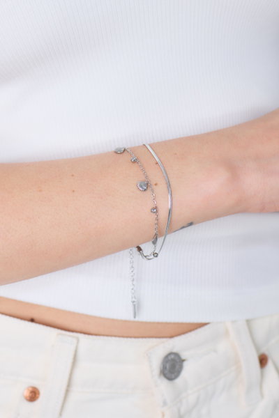 PULSERA DOBLE DE ACERO CARACOLAS Y STRASS X UNIDAD