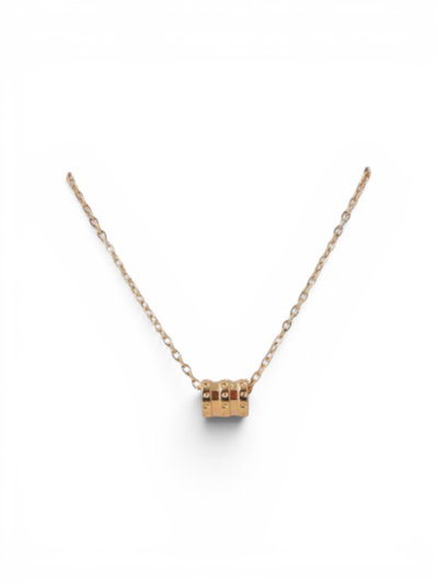 CADENA ACERO DORADO CON DIJE X UNIDAD