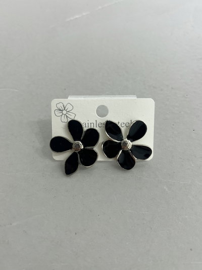 AROS DE ACERO FLOR NEGRA X PAR