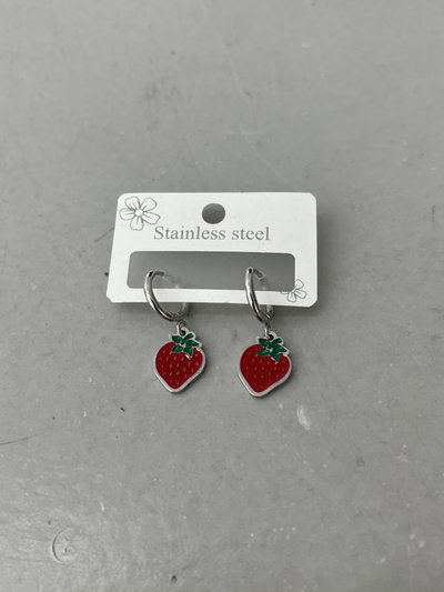 AROS DE ACERO ARGOLLA CON FRUTILLAS X PAR
