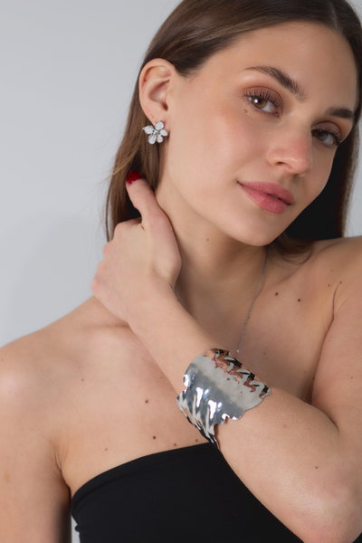 PULSERA DE METAL PLATEADO X UNIDAD