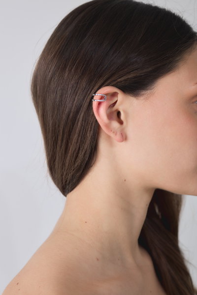 EAR CUFF PLATEADO CON STRASS X UNIDAD