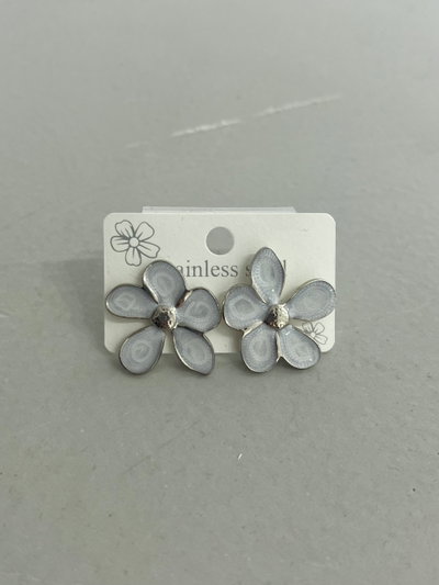 AROS DE ACERO FLOR BLANCA X PAR