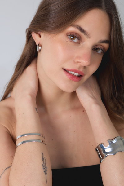 PULSERA DE METAL PLATEADO X UNIDAD