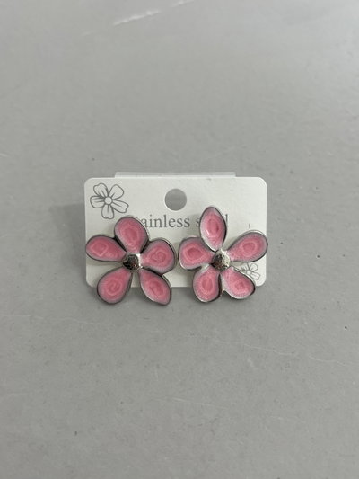 AROS DE ACERO FLOR ROSA X PAR