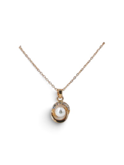 CADENA ACERO DORADO CON PERLA Y STRASS X UNIDAD