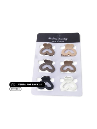 SET 6 BROCHES MEDIANOS CORAZONES 4CM