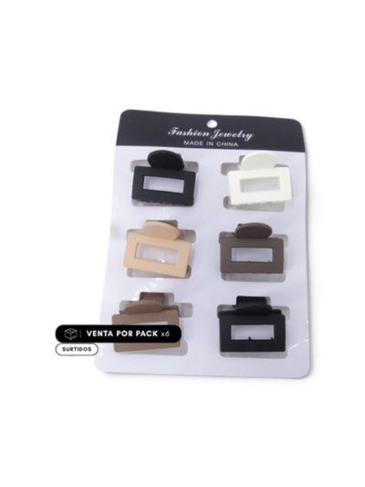 SET 6 BROCHES MEDIANOS RECTANGULARES 4CM