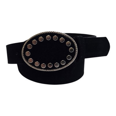 CINTO GAMUZA CON CHAPON REDONDO NEGRO 110CM X UNIDAD