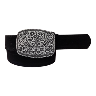 CINTO GAMUZA CON CHAPON RECTANGULAR NEGRO 110CM X UNIDAD