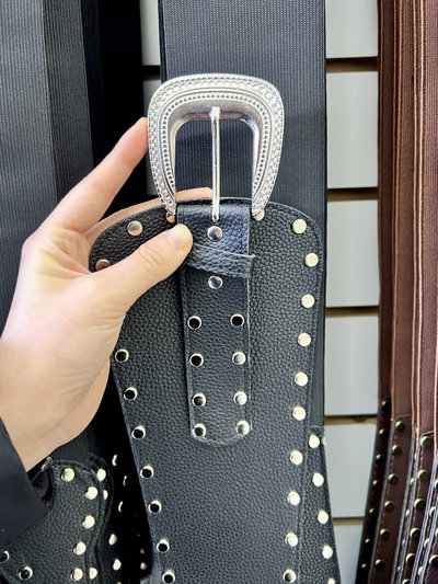 FAJA ELASTIZADA CON TACHAS NEGRO 110CM X UNIDAD