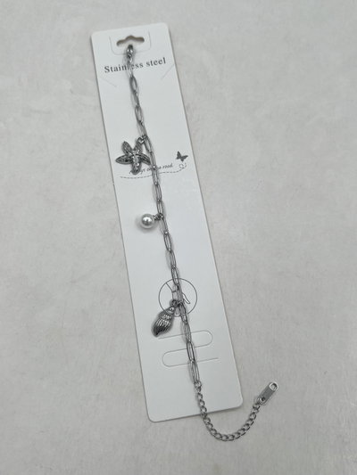 PULSERA ACERO CARACOLA Y ESTRELLA DE MAR X UNIDAD