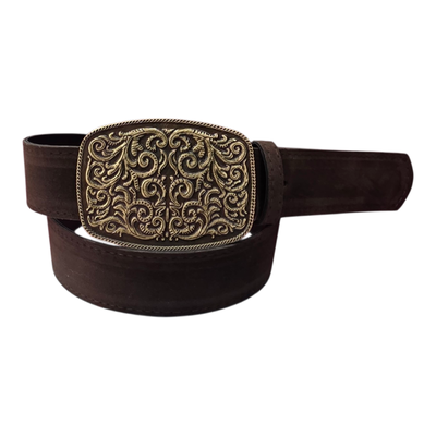 CINTO GAMUZA CON CHAPON RECTANGULAR CHOCOLATE 110CM X UNIDAD