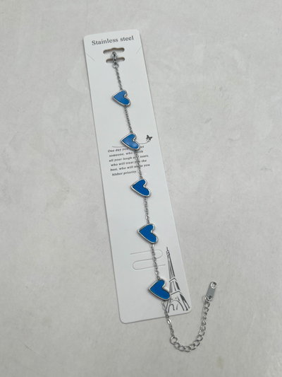 PULSERA DE ACERO CON 5 DIJES X UNIDAD
