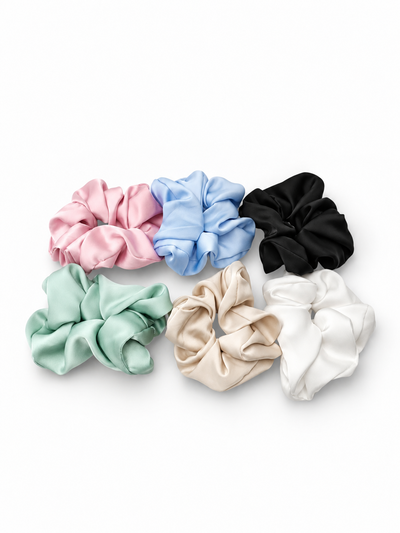 SCRUNCHIES GRANDES DE RASO X DOCENA