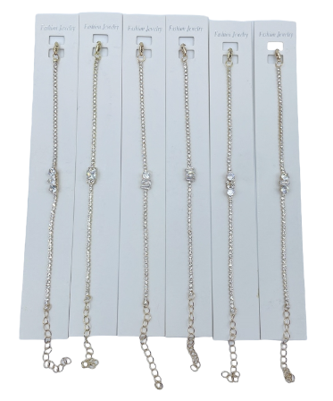 PULSERA STRASS CON DIJE X 12 PCS DORADA
