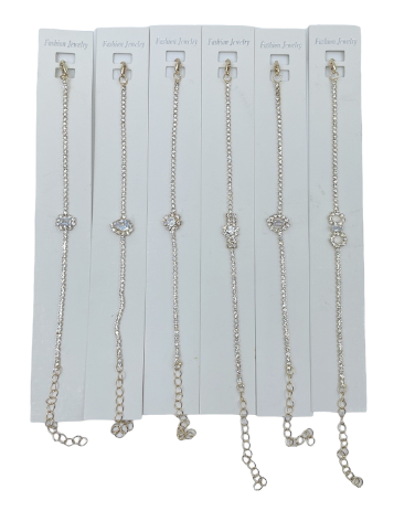 PULSERA STRASS CON DIJE X 12 PCS DORADA