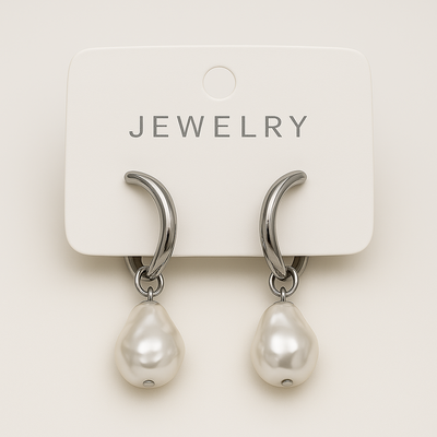 AROS PLATEADOS CON PERLA X PAR
